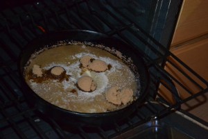 We use our deep dish baker from Pampered Chef.